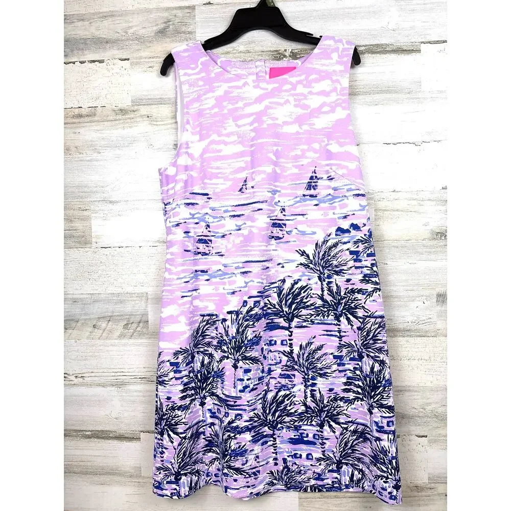 Lilly Pulitzer Womens XL Purple Gellar Shift Dress On The Horizon Resort NEW